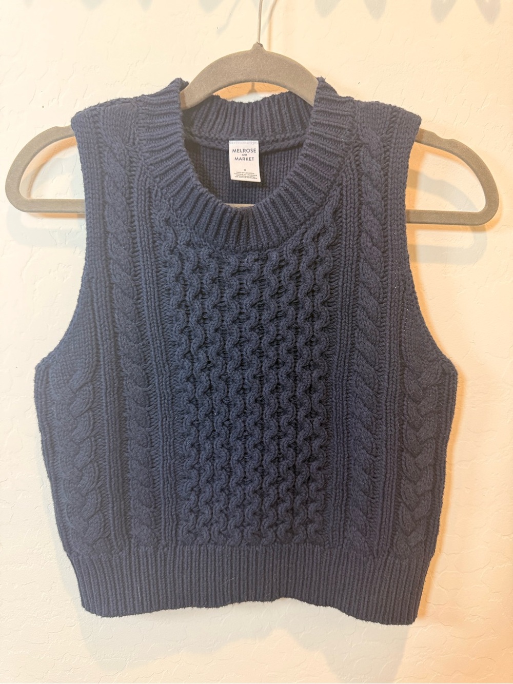 Melrose and Market Navy Cable Knit Sweater Vest